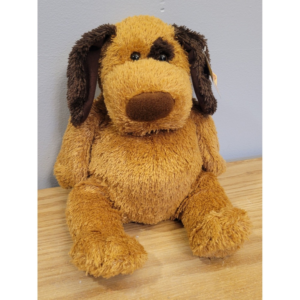 Vintage 2004 Michaels Stores Brown Puppy Dog Plush 13" Chubby Shaggy Beanie Tag